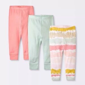Cloud Island Baby Girl 100% Cotton Pull On Pants 3 Pack Size 6-9 Months